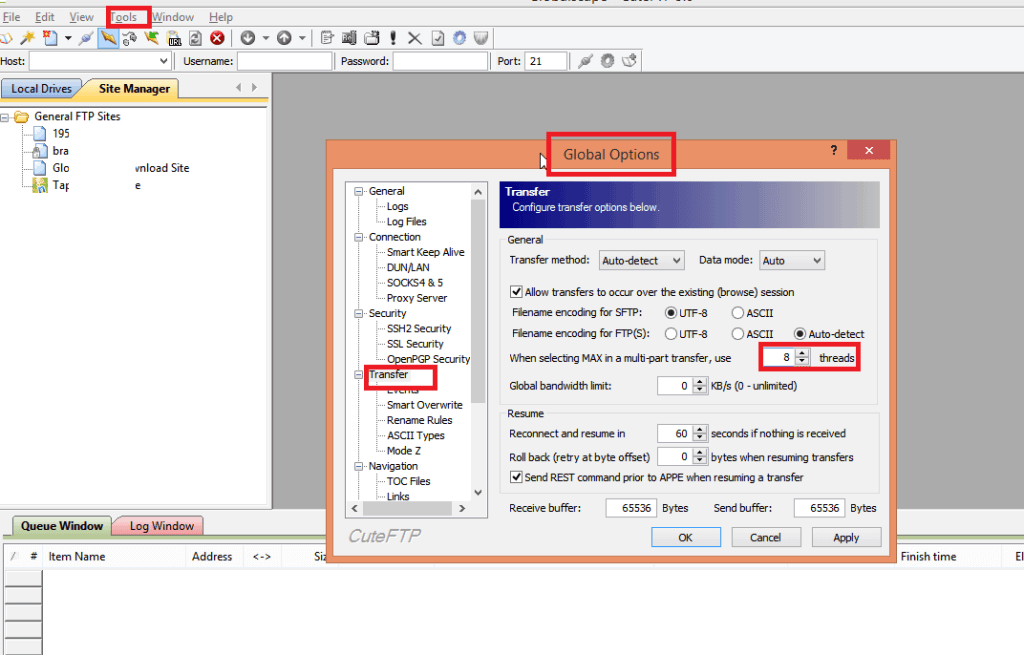 cuteftp fast speed seedbox file transfer 5